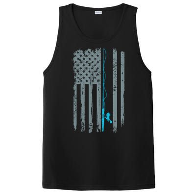 Distressed American Flag Fishing Pole PosiCharge Competitor Tank