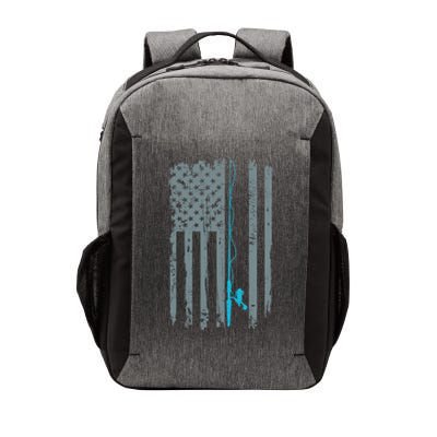 Distressed American Flag Fishing Pole Vector Backpack