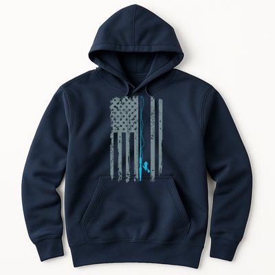 Distressed American Flag Fishing Pole Hoodie