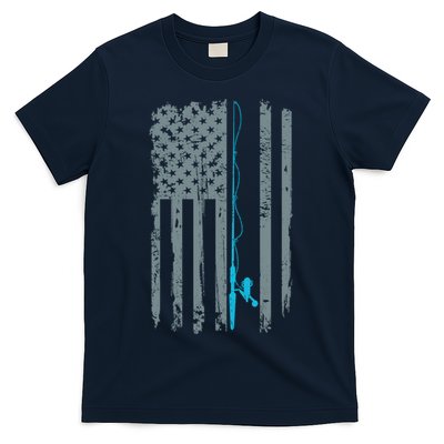 Distressed American Flag Fishing Pole T-Shirt