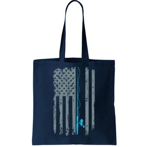 Distressed American Flag Fishing Pole Tote Bag