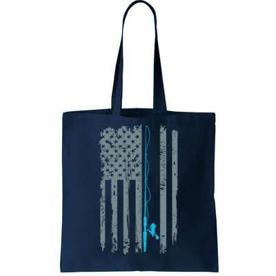 Distressed American Flag Fishing Pole Tote Bag