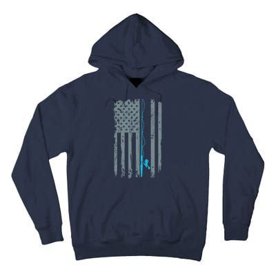 Distressed American Flag Fishing Pole Tall Hoodie