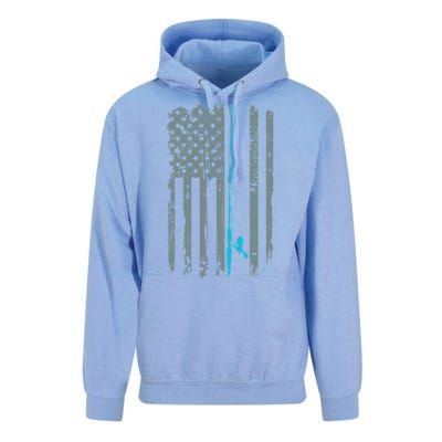 Distressed American Flag Fishing Pole Unisex Surf Hoodie