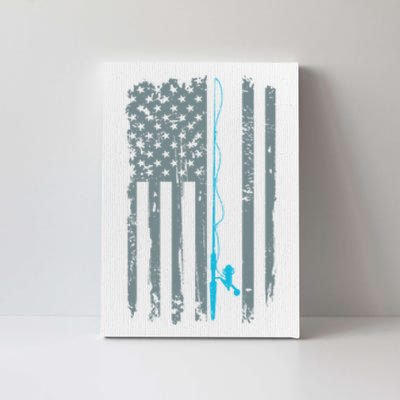 Distressed American Flag Fishing Pole Canvas