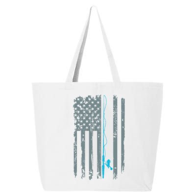 Distressed American Flag Fishing Pole 25L Jumbo Tote