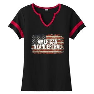 Distressed American Neanderthal Ladies Halftime Notch Neck Tee