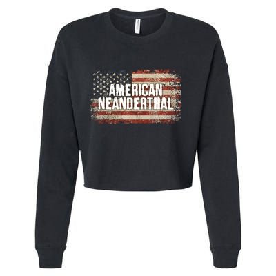 Distressed American Neanderthal Cropped Pullover Crew