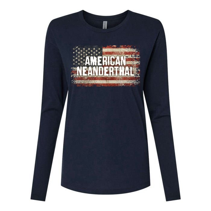 Distressed American Neanderthal Womens Cotton Relaxed Long Sleeve T-Shirt