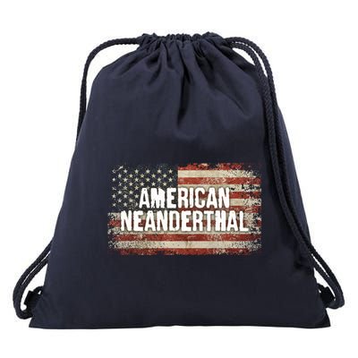 Distressed American Neanderthal Drawstring Bag