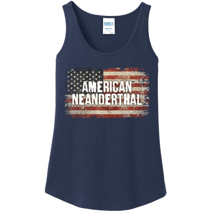 Distressed American Neanderthal Ladies Essential Tank