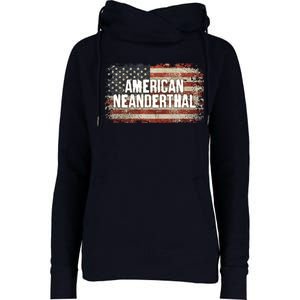 Distressed American Neanderthal Womens Funnel Neck Pullover Hood