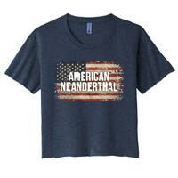 Distressed American Neanderthal Women's Crop Top Tee