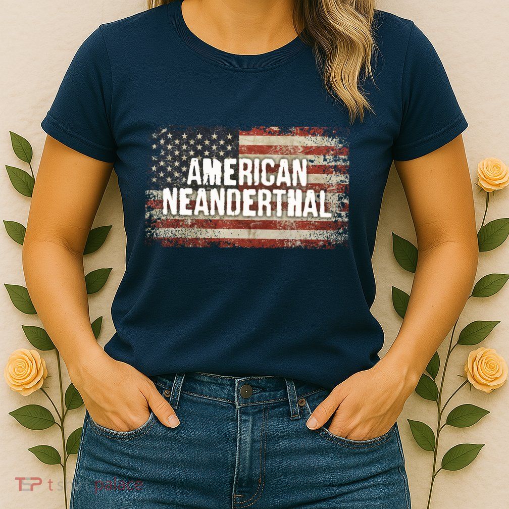 Distressed American Neanderthal Womens T-Shirt