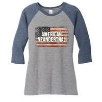 Distressed American Neanderthal Women's Tri-Blend 3/4-Sleeve Raglan Shirt