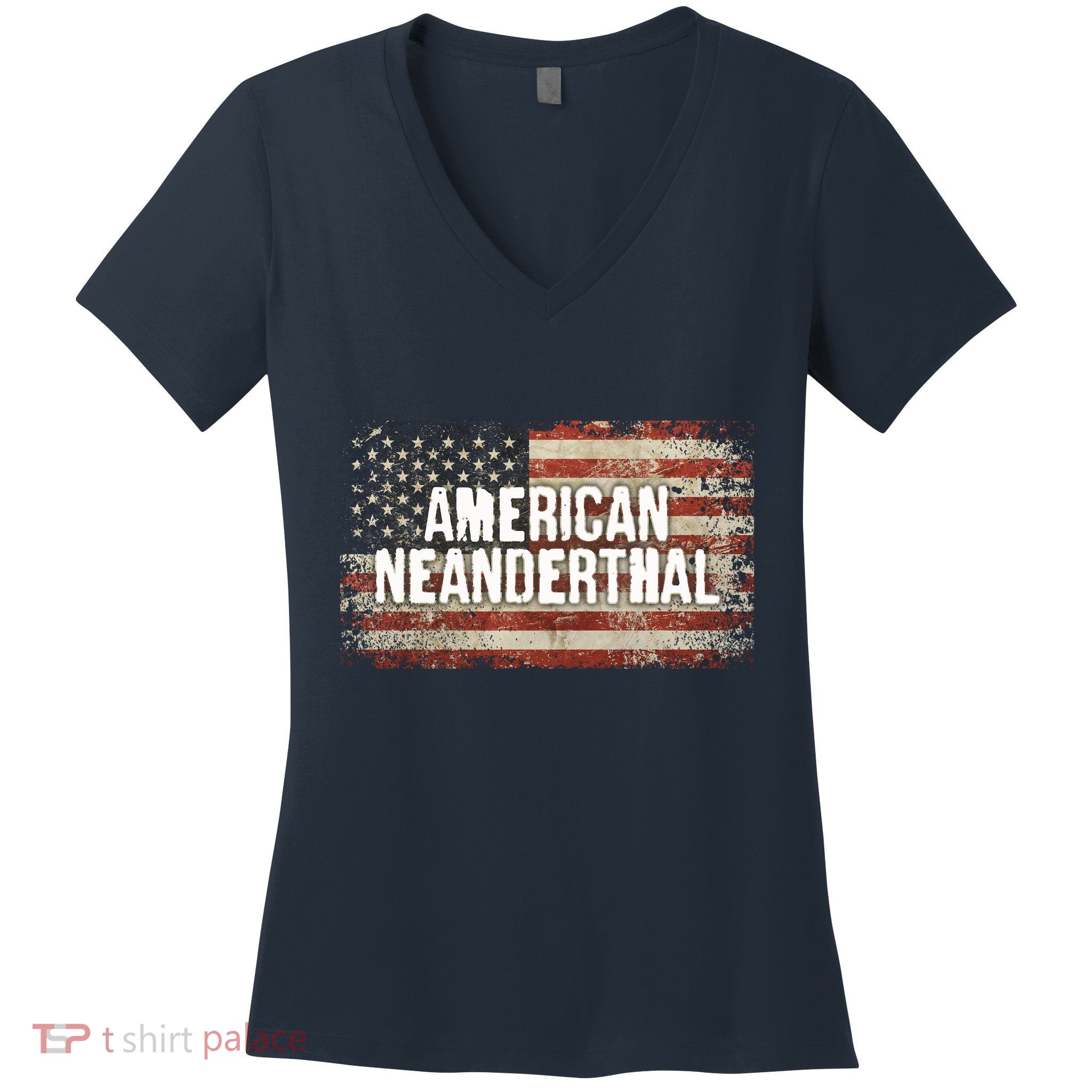 Distressed American Neanderthal Women's V-Neck T-Shirt