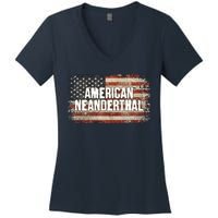 Distressed American Neanderthal Women's V-Neck T-Shirt