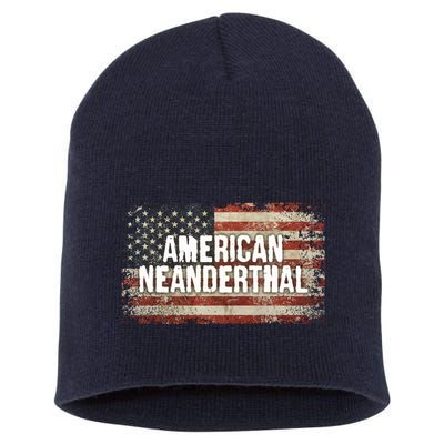 Distressed American Neanderthal Short Acrylic Beanie
