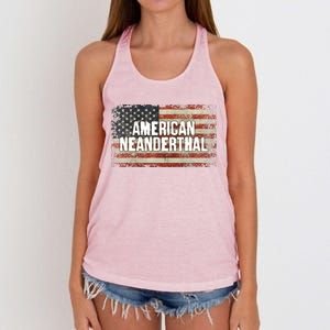 Distressed American Neanderthal Women's Knotted Racerback Tank