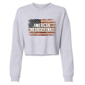 Distressed American Neanderthal Cropped Pullover Crew