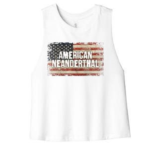 Distressed American Neanderthal Women's Racerback Cropped Tank