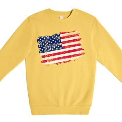 Distressed American US Flag Premium Crewneck Sweatshirt