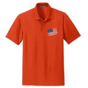 Distressed American US Flag Dry Zone Grid Polo