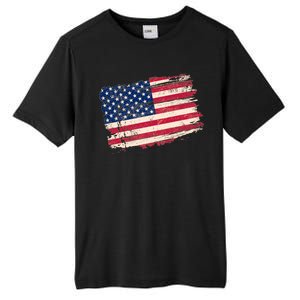 Distressed American US Flag Tall Fusion ChromaSoft Performance T-Shirt