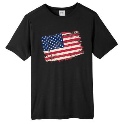 Distressed American US Flag Tall Fusion ChromaSoft Performance T-Shirt