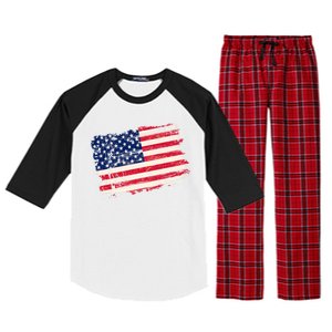 Distressed American US Flag Raglan Sleeve Pajama Set