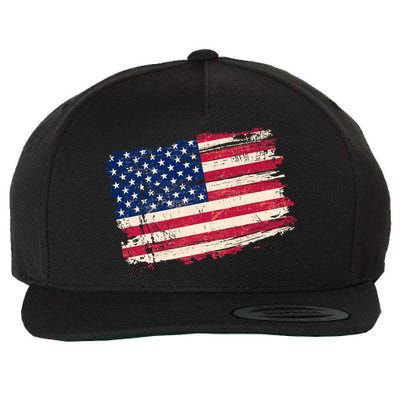 Distressed American US Flag Wool Snapback Cap