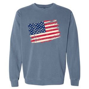 Distressed American US Flag Garment-Dyed Sweatshirt