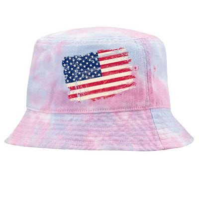 Distressed American US Flag Tie-Dyed Bucket Hat