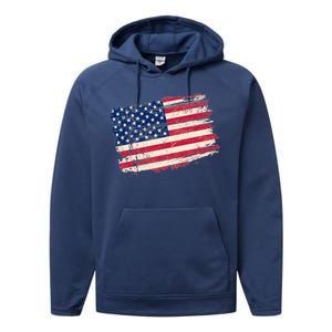 Distressed American US Flag Performance Fleece Hoodie