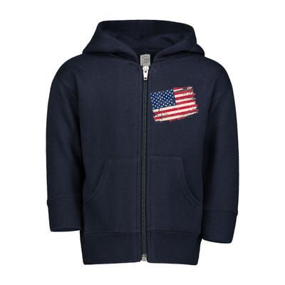 Distressed American US Flag Toddler Zip Fleece Hoodie