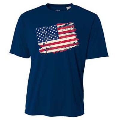 Distressed American US Flag Cooling Performance Crew T-Shirt