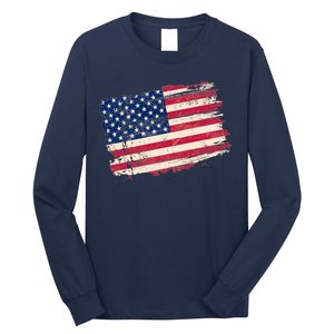 Distressed American US Flag Long Sleeve Shirt