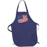 Distressed American US Flag Full-Length Apron With Pockets