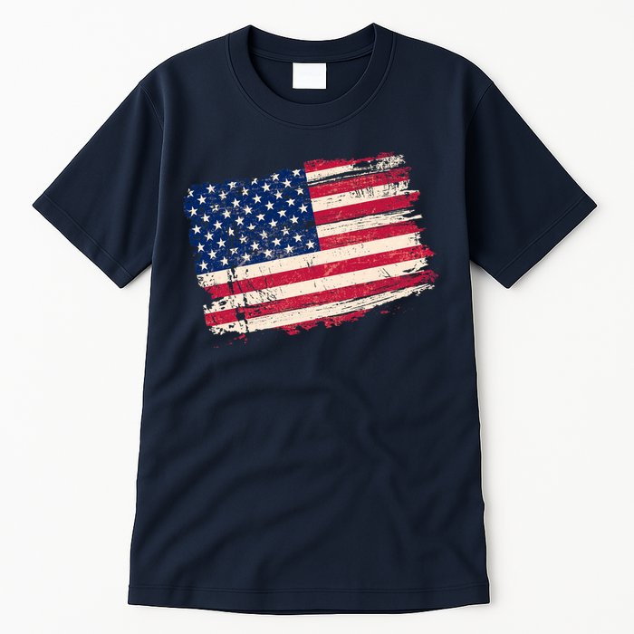 Distressed American US Flag Tall T-Shirt