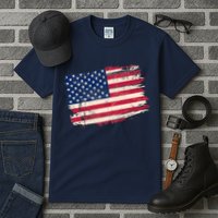 Distressed American US Flag Tall T-Shirt