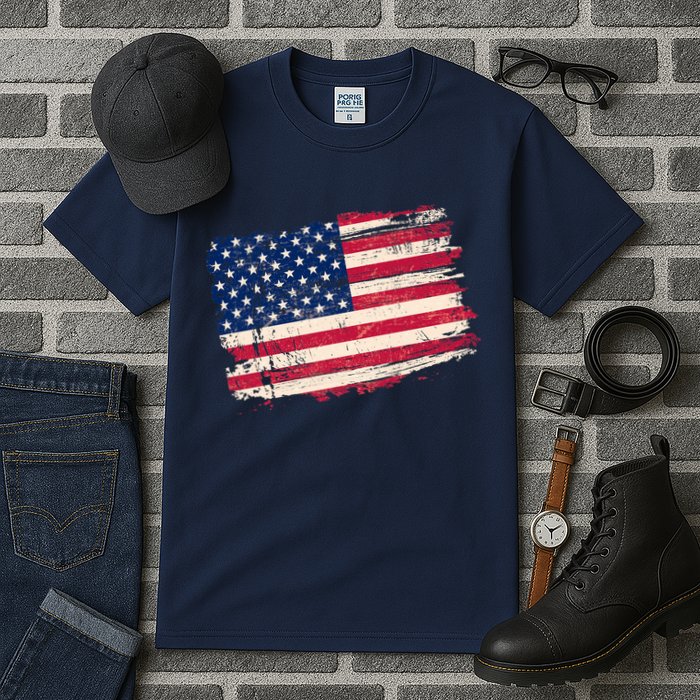 Distressed American US Flag Tall T-Shirt