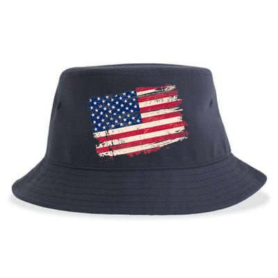 Distressed American US Flag Sustainable Bucket Hat