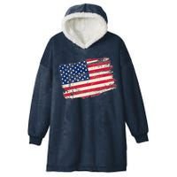 Distressed American US Flag Hooded Wearable Blanket