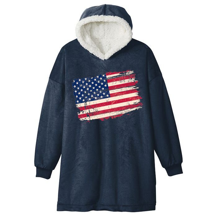 Distressed American US Flag Hooded Wearable Blanket