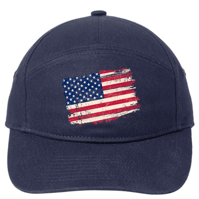 Distressed American US Flag 7-Panel Snapback Hat