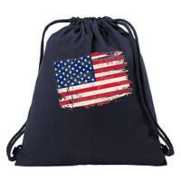 Distressed American US Flag Drawstring Bag