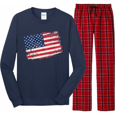 Distressed American US Flag Long Sleeve Pajama Set