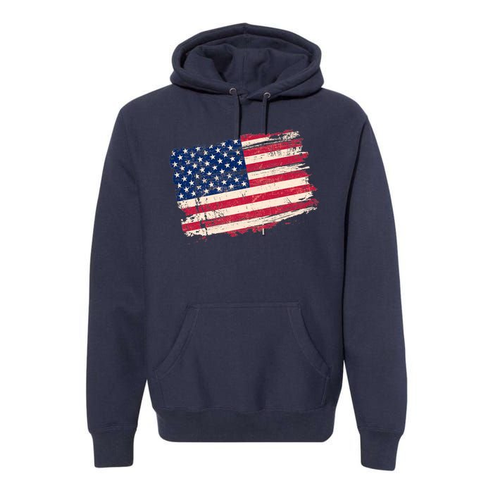 Distressed American US Flag Premium Hoodie