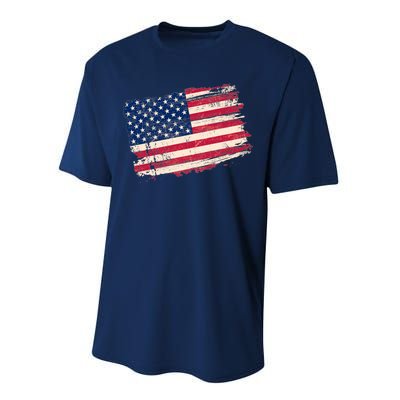 Distressed American US Flag Performance Sprint T-Shirt