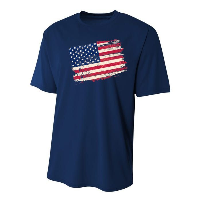 Distressed American US Flag Youth Performance Sprint T-Shirt